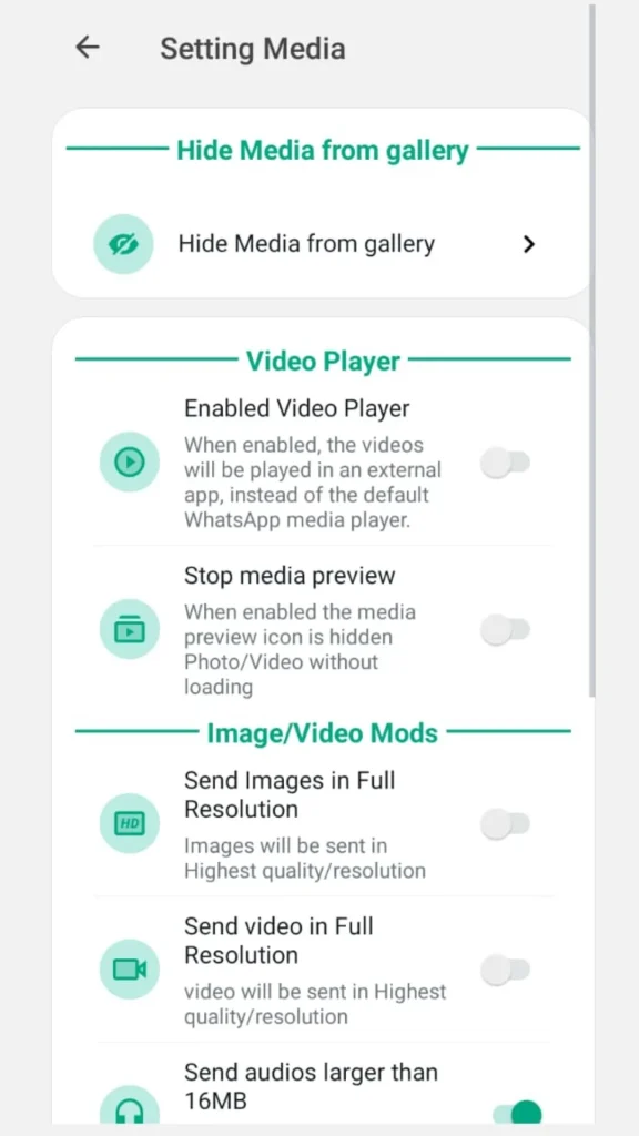 whatsapp plus Límites aumentados para compartir archivos y medios