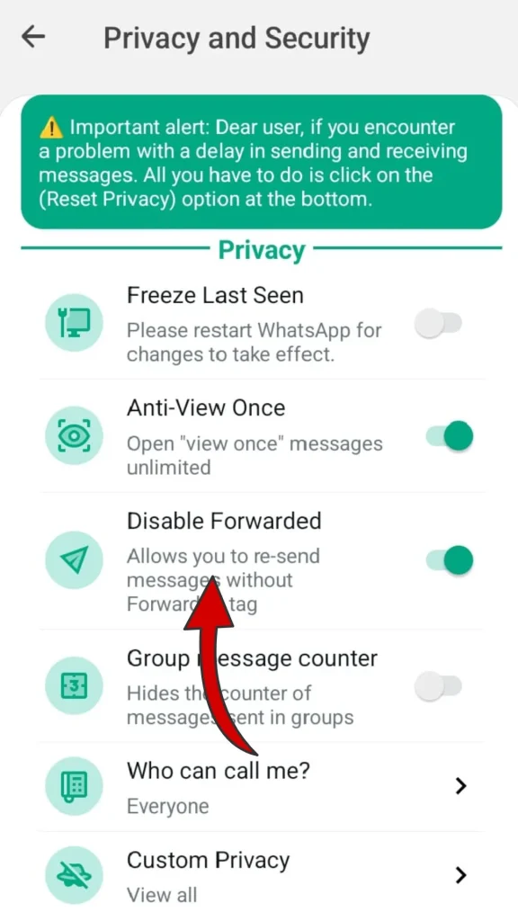 whatsapp plus Ocultar mensajes reenviados